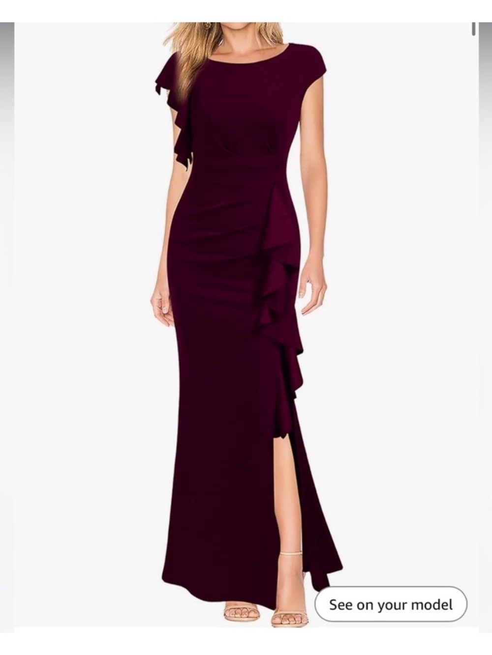 Elegant burgundy Ruffled Dress NWT